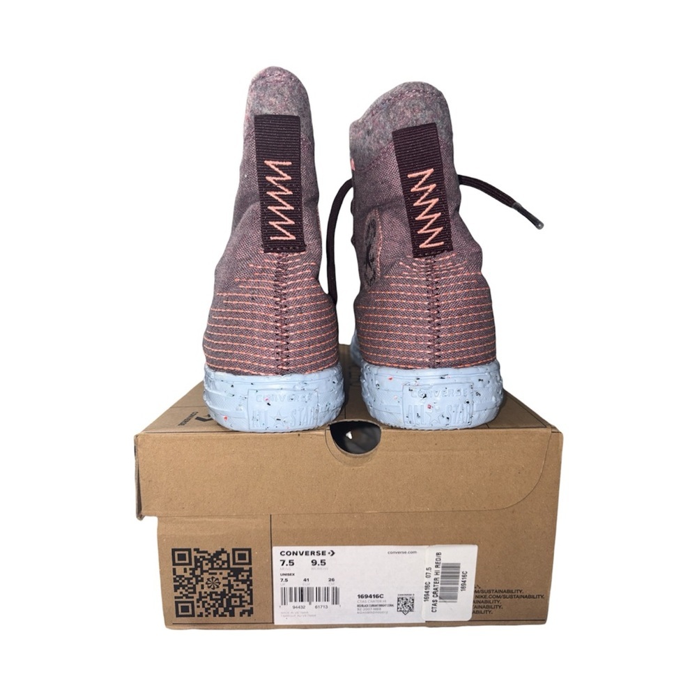 NWB Converse Chunk Taylor AS Crater Hi Red/Burgundy Sneakers Women 9.5 Men’s 7.5 - Picture 9 of 10